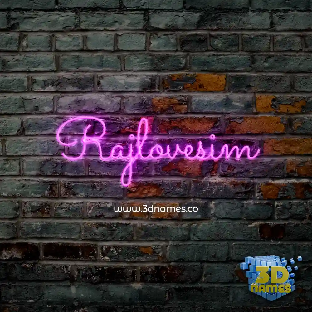 rajlovesim in Pink Neon style - 3D name wallpaper