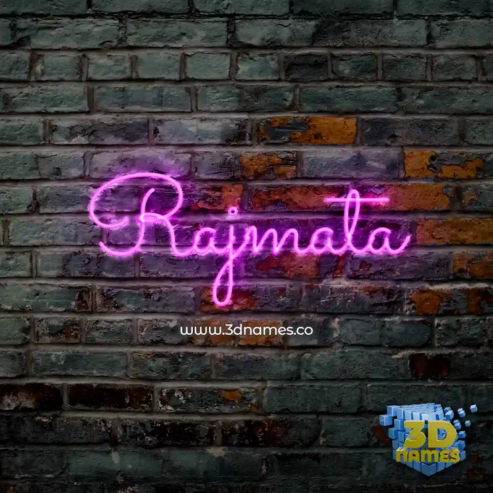 rajmata in Pink Neon style - 3D name wallpaper