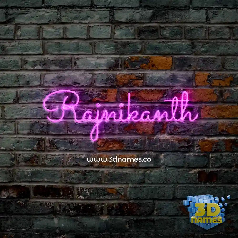 rajnikanth in Pink Neon style - 3D name wallpaper