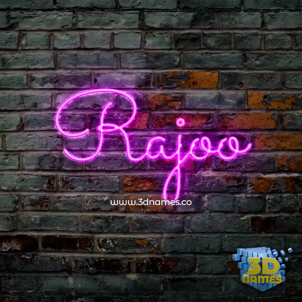 rajoo in Pink Neon style - 3D name wallpaper