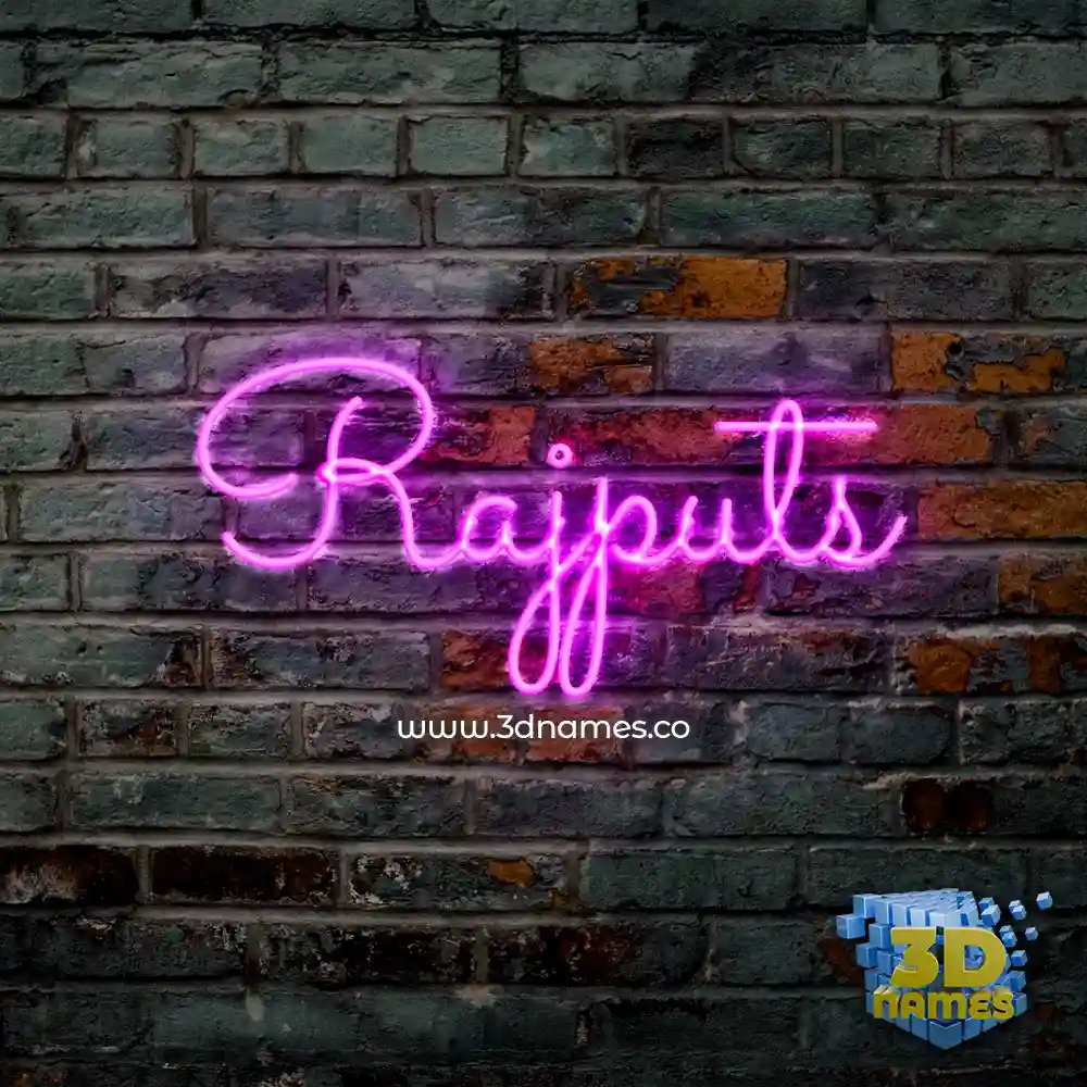 rajputs in Pink Neon style - 3D name wallpaper