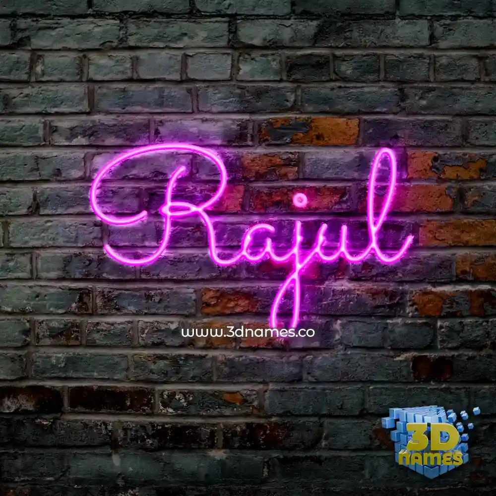 rajul in Pink Neon style - 3D name wallpaper