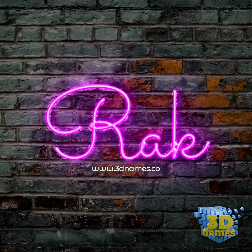 rak in Pink Neon style - 3D name wallpaper