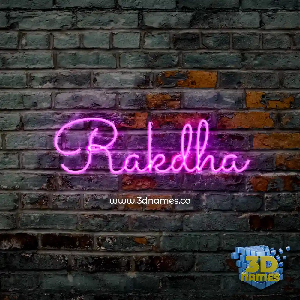 rakdha in Pink Neon style - 3D name wallpaper