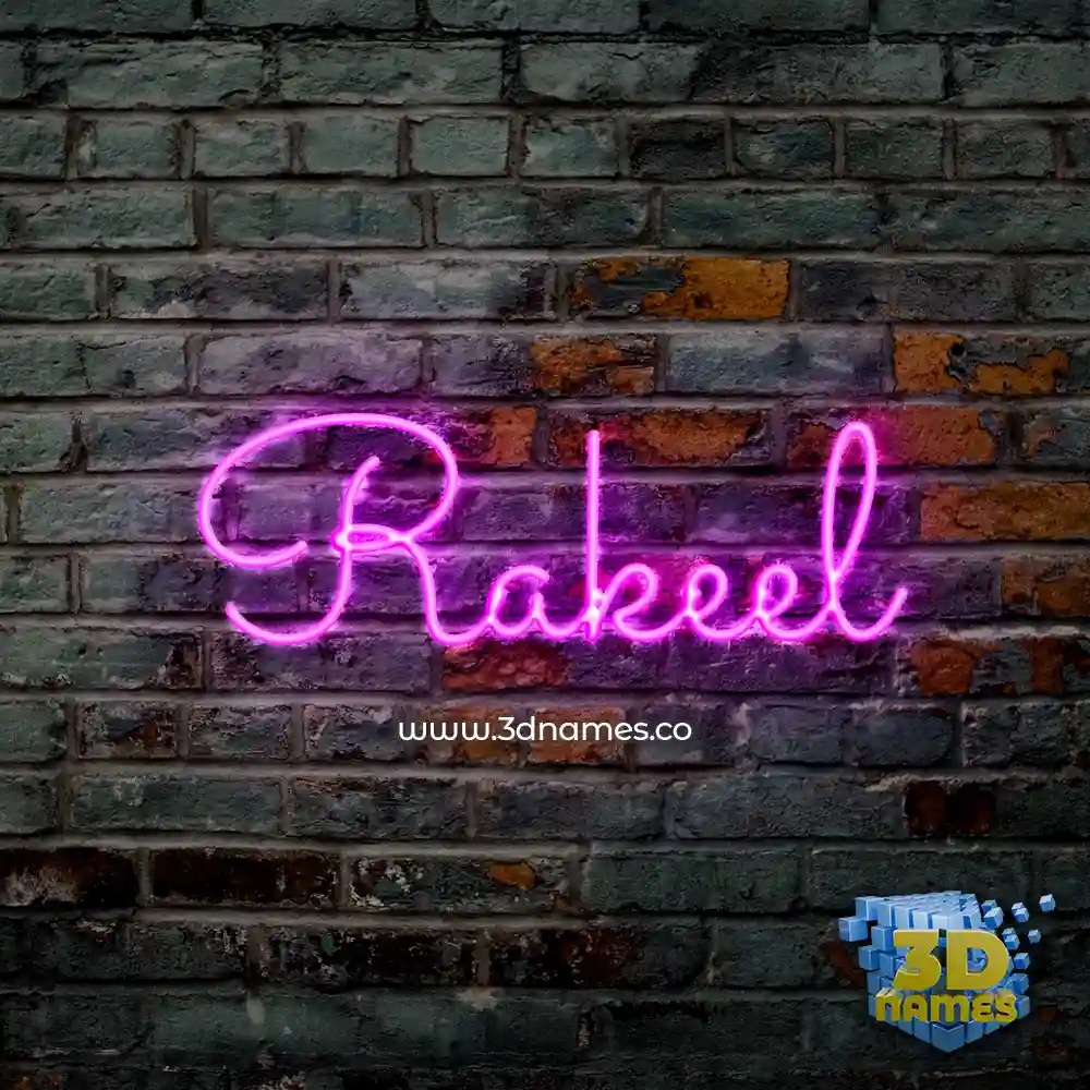 rakeel in Pink Neon style - 3D name wallpaper