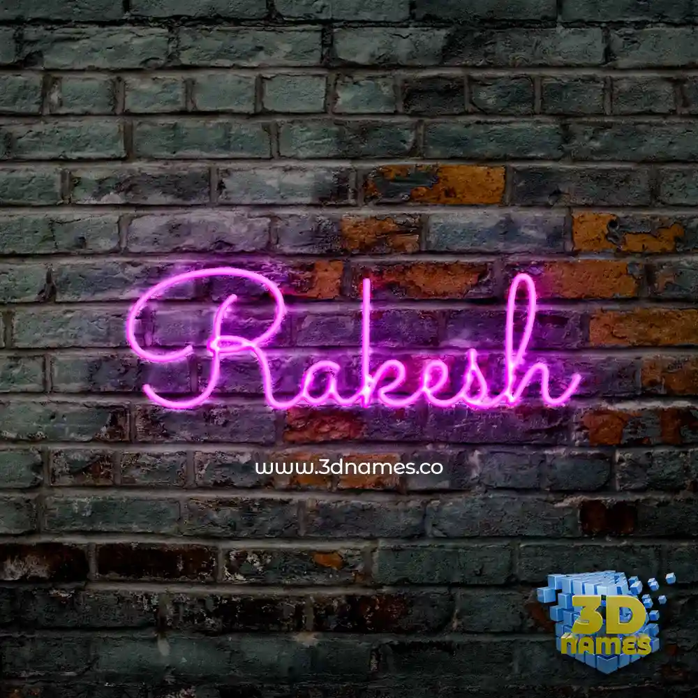 rakesh in Pink Neon style - 3D name wallpaper