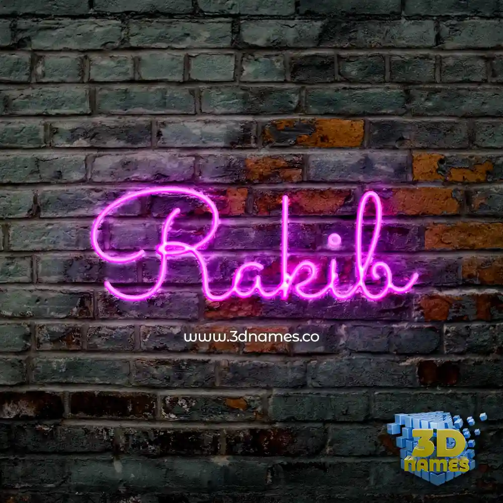 rakib in Pink Neon style - 3D name wallpaper
