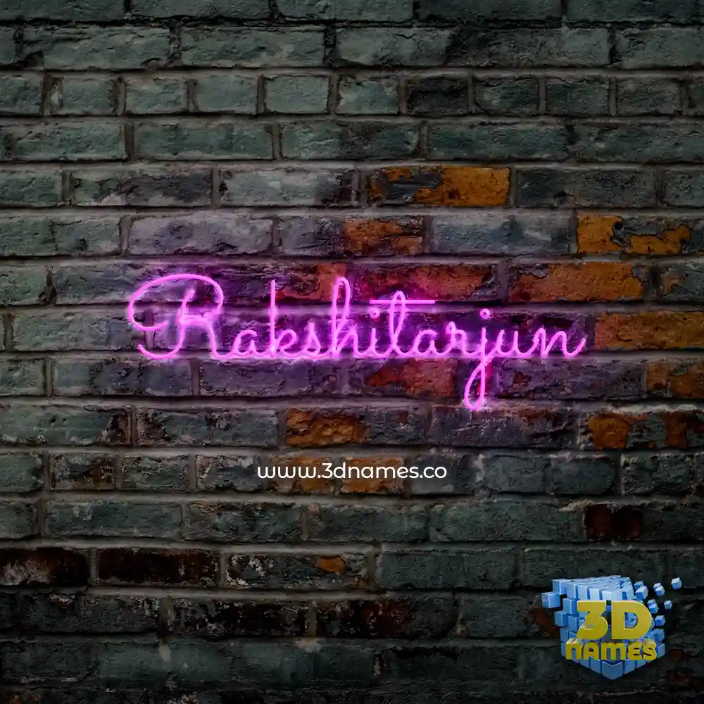 rakshitarjun in Pink Neon style - 3D name wallpaper