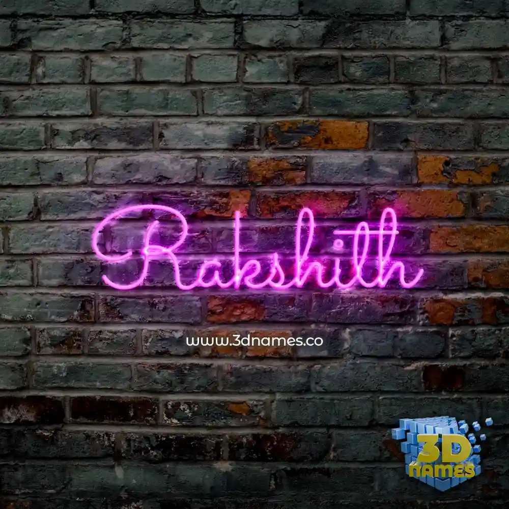 rakshith in Pink Neon style - 3D name wallpaper