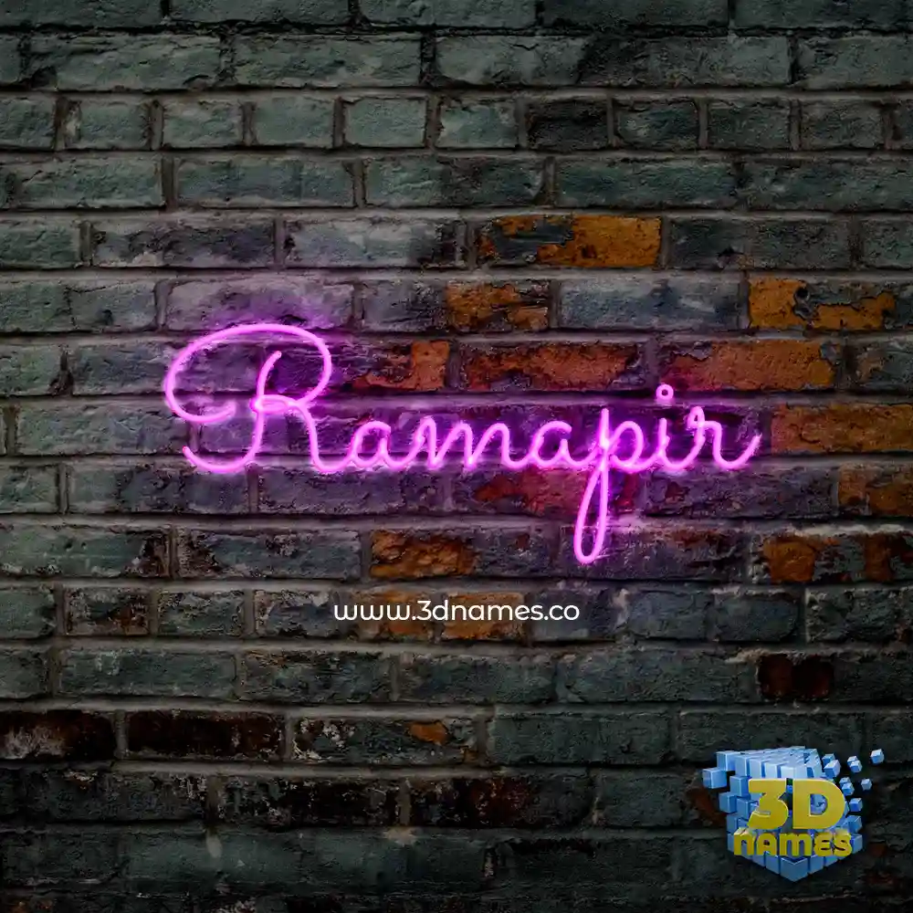 ramapir in Pink Neon style - 3D name wallpaper