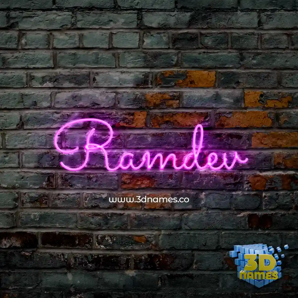 ramdev in Pink Neon style - 3D name wallpaper