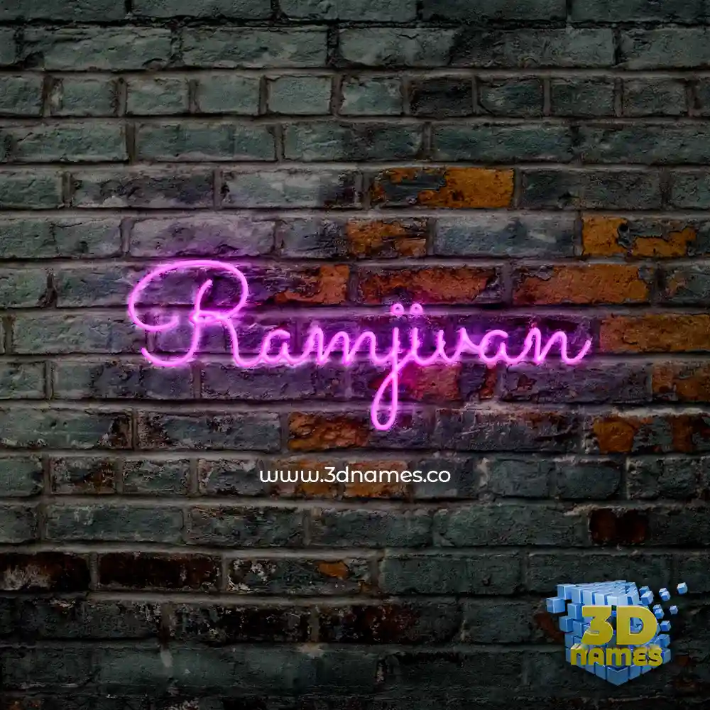 ramjivan in Pink Neon style - 3D name wallpaper