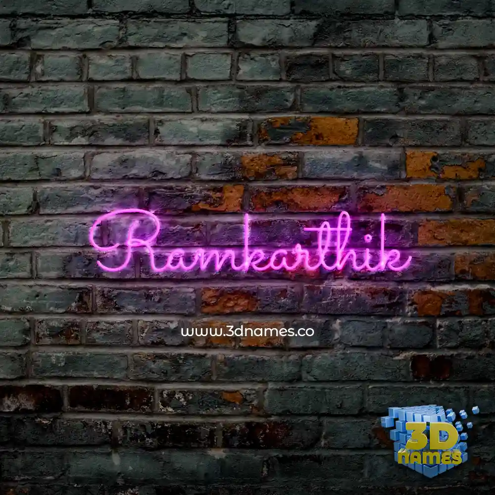 ramkarthik in Pink Neon style - 3D name wallpaper
