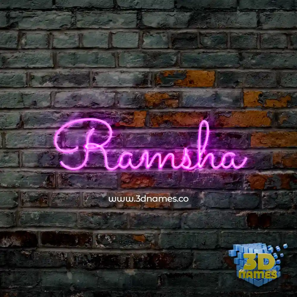 ramsha in Pink Neon style - 3D name wallpaper