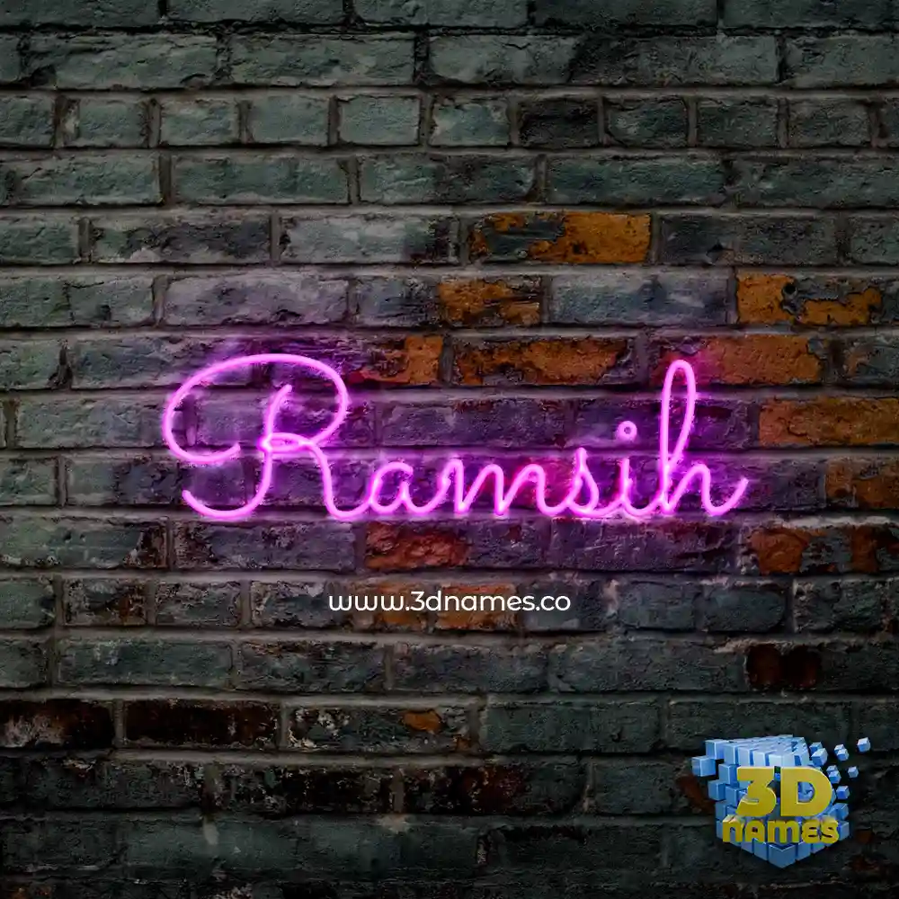 ramsih in Pink Neon style - 3D name wallpaper