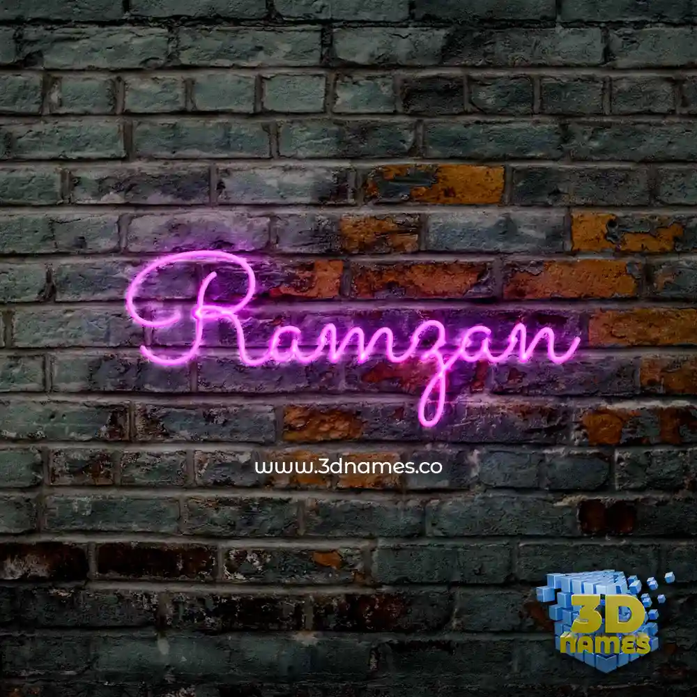 ramzan in Pink Neon style - 3D name wallpaper