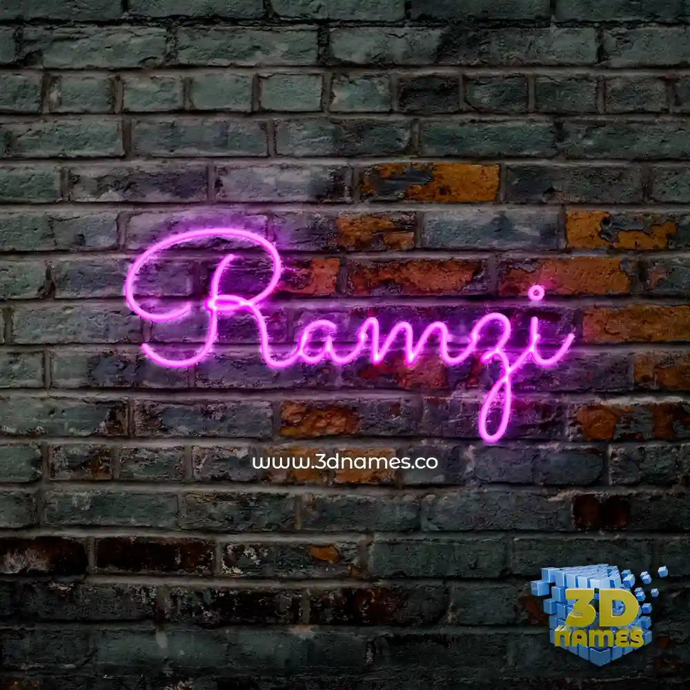 ramzi in Pink Neon style - 3D name wallpaper