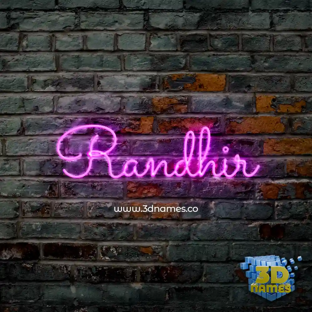 randhir in Pink Neon style - 3D name wallpaper