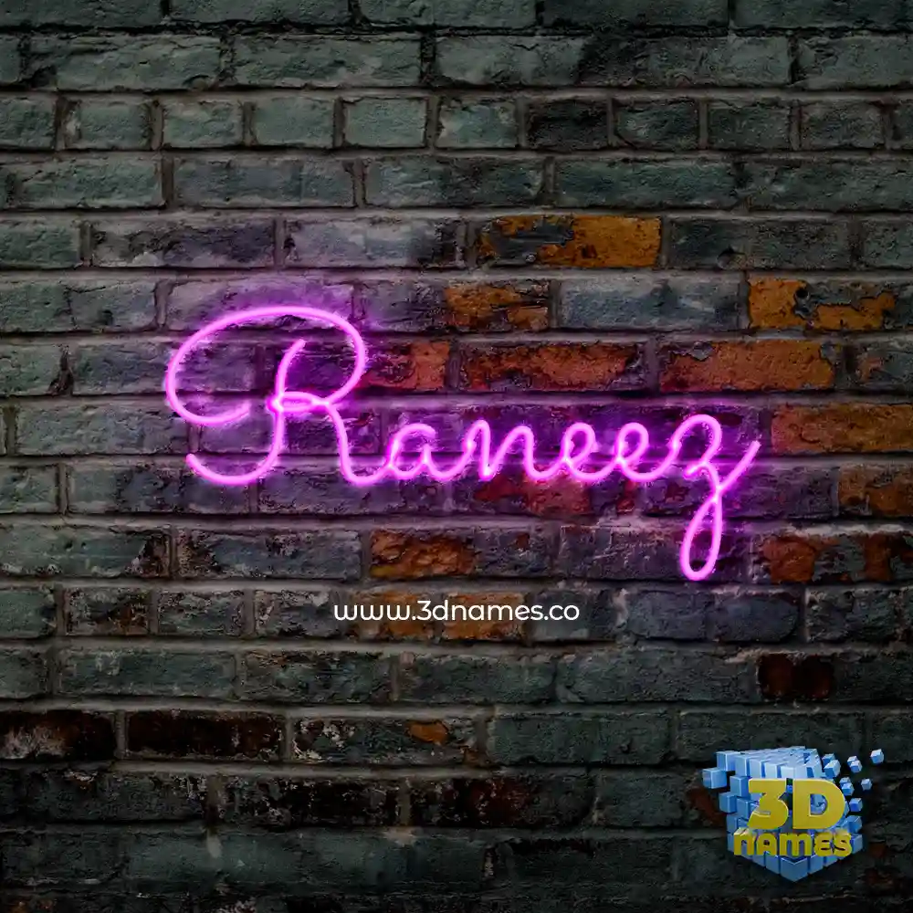 raneez in Pink Neon style - 3D name wallpaper