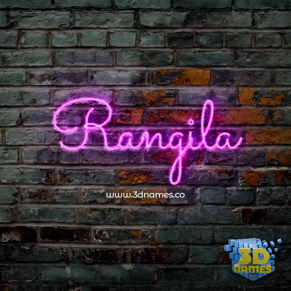 rangila in Pink Neon style - 3D name wallpaper
