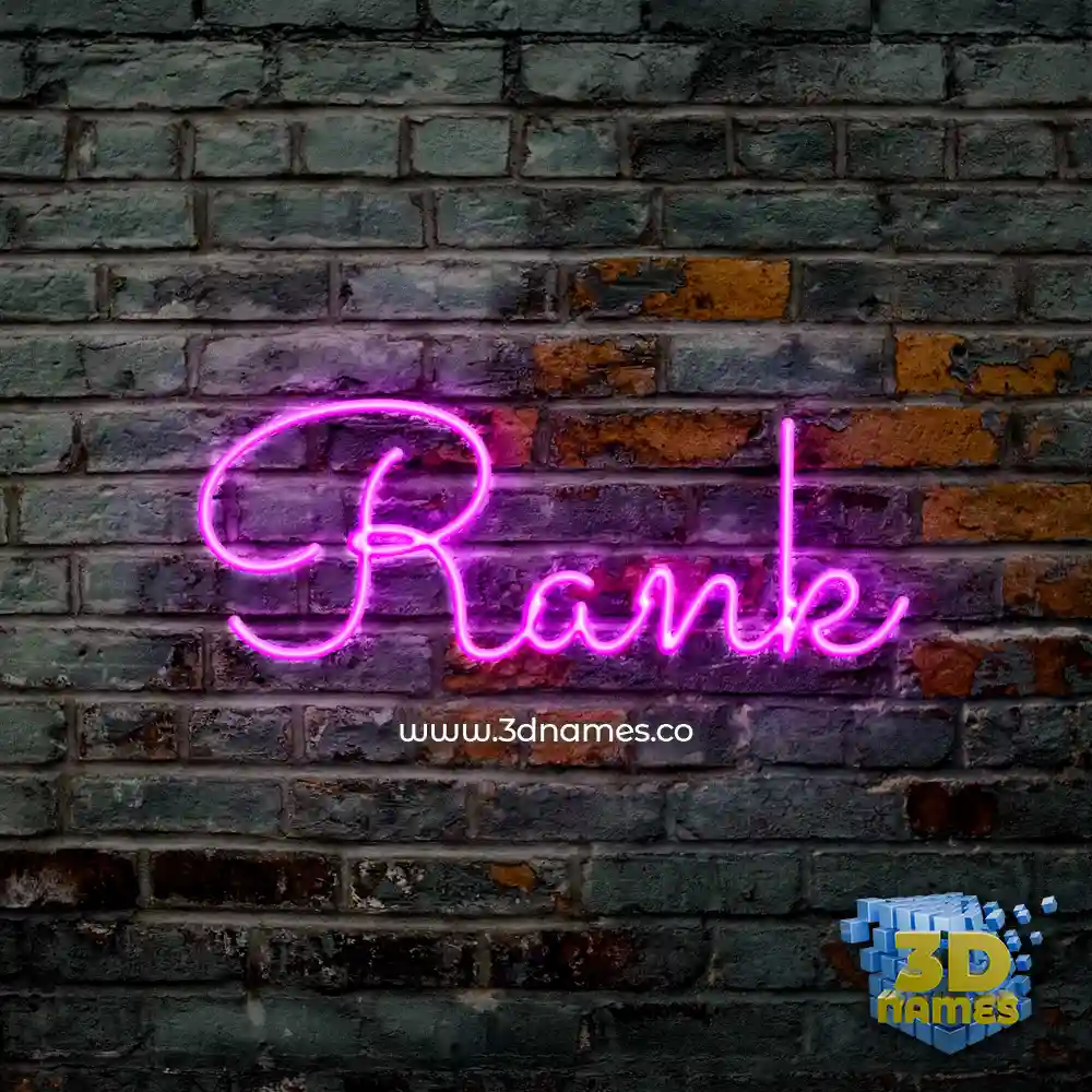 rank in Pink Neon style - 3D name wallpaper