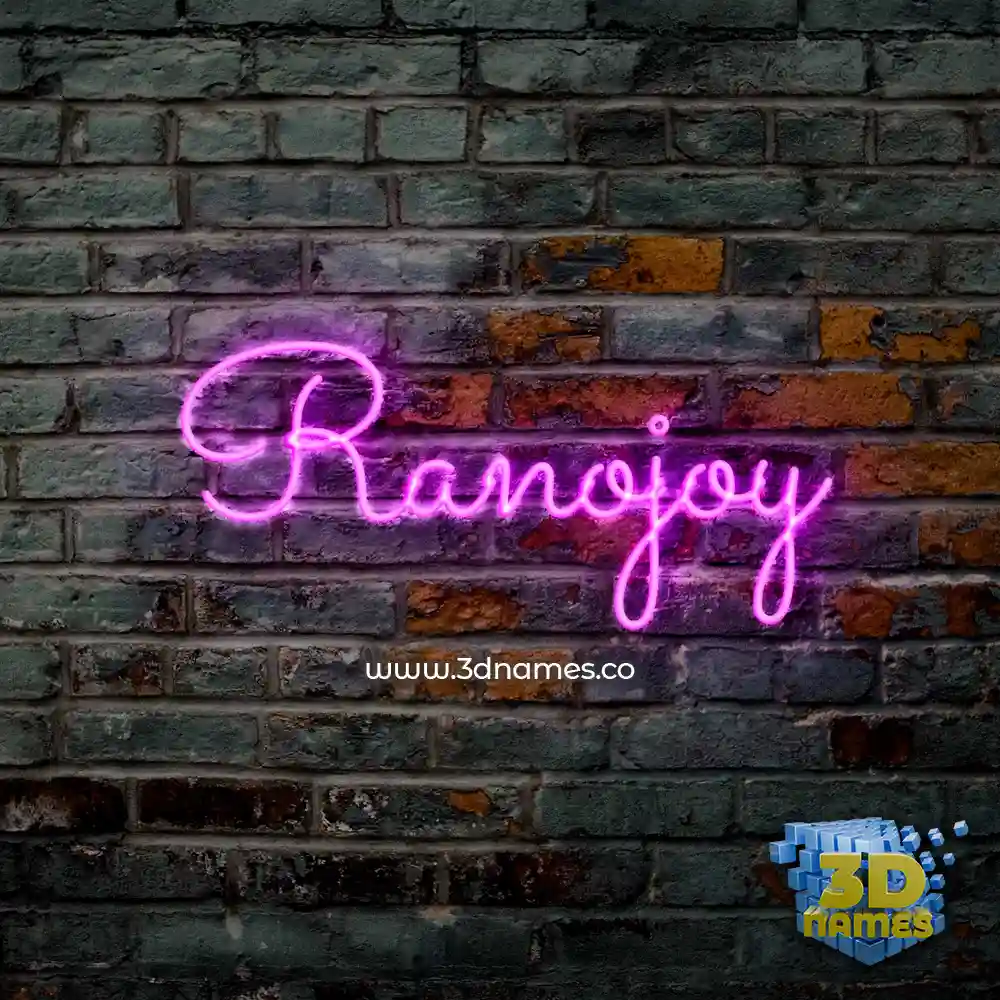 ranojoy in Pink Neon style - 3D name wallpaper