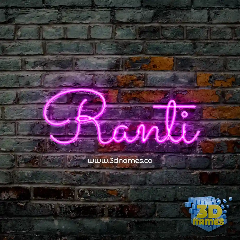 ranti in Pink Neon style - 3D name wallpaper