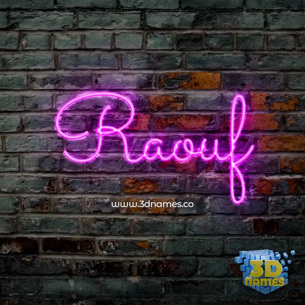 raouf in Pink Neon style - 3D name wallpaper
