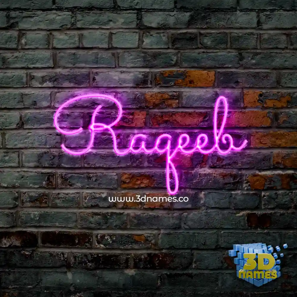 raqeeb in Pink Neon style - 3D name wallpaper