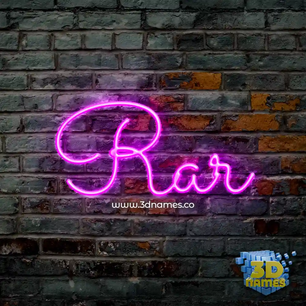 rar in Pink Neon style - 3D name wallpaper
