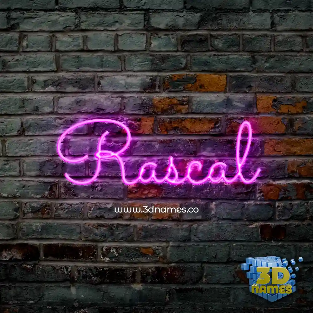 rascal in Pink Neon style - 3D name wallpaper
