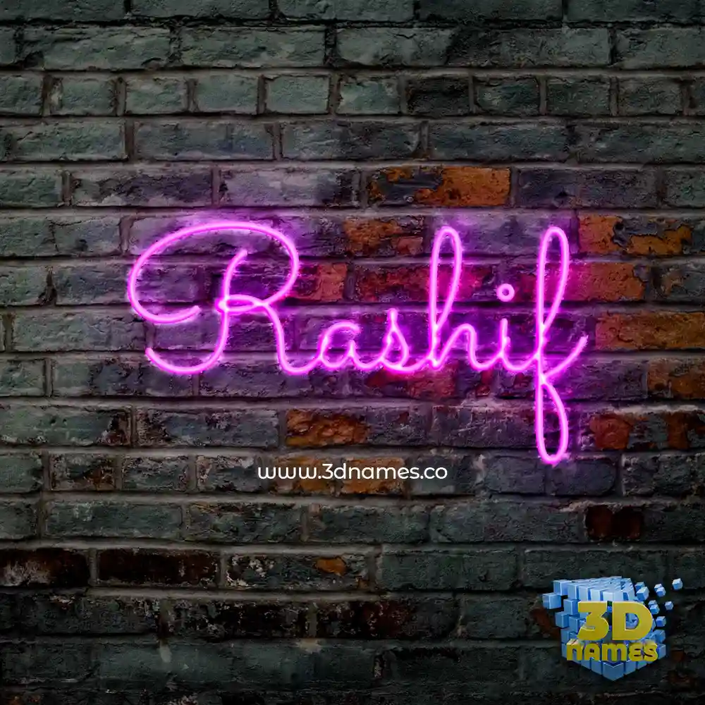 rashif in Pink Neon style - 3D name wallpaper