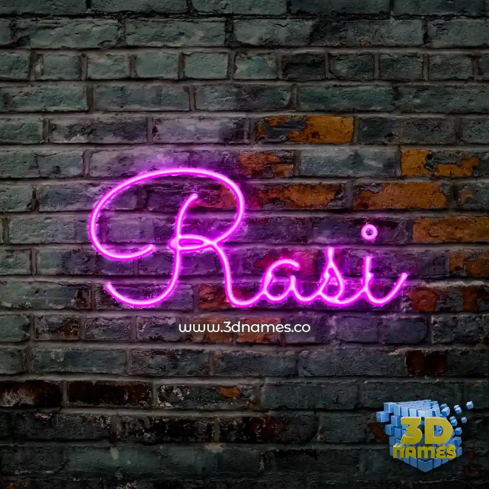 rasi in Pink Neon style - 3D name wallpaper