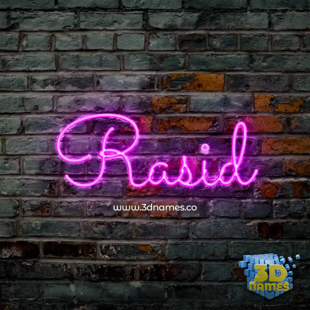rasid in Pink Neon style - 3D name wallpaper
