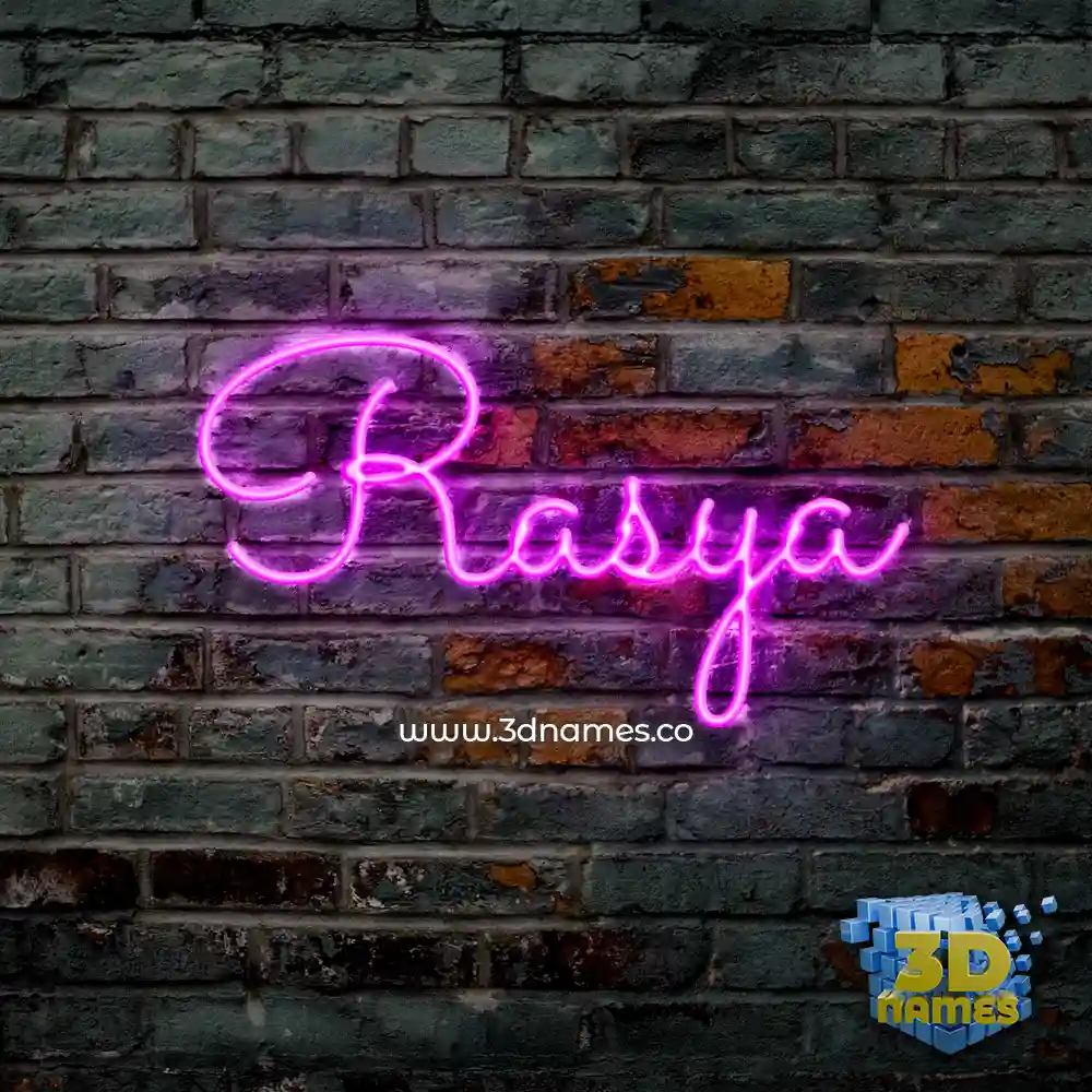 rasya in Pink Neon style - 3D name wallpaper
