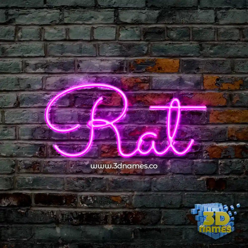 rat in Pink Neon style - 3D name wallpaper
