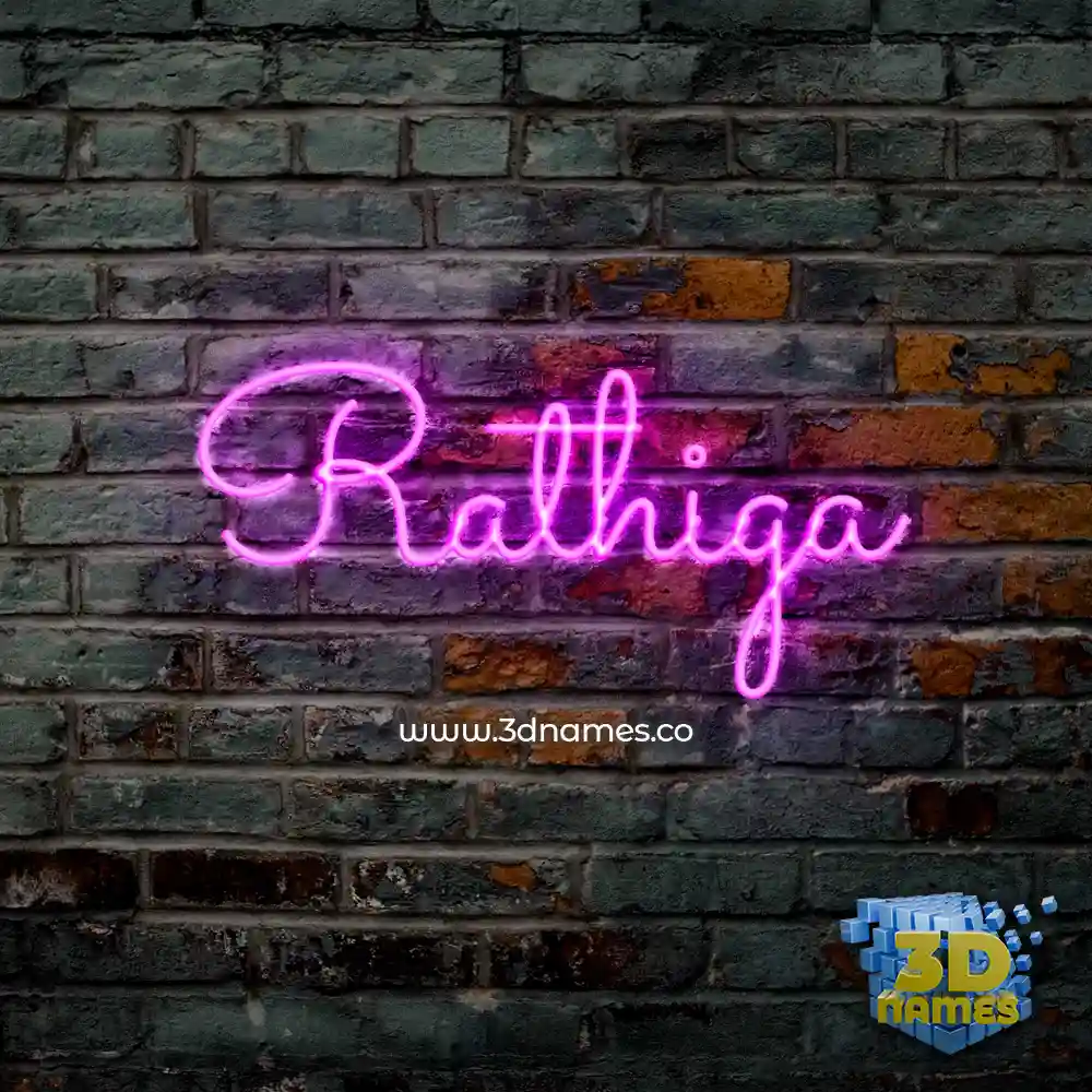 rathiga in Pink Neon style - 3D name wallpaper