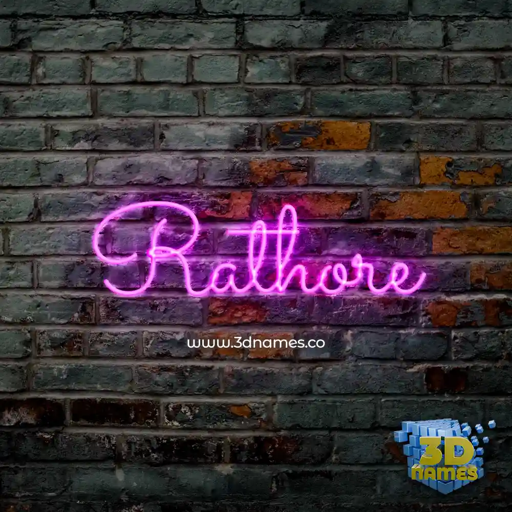 rathore in Pink Neon style - 3D name wallpaper