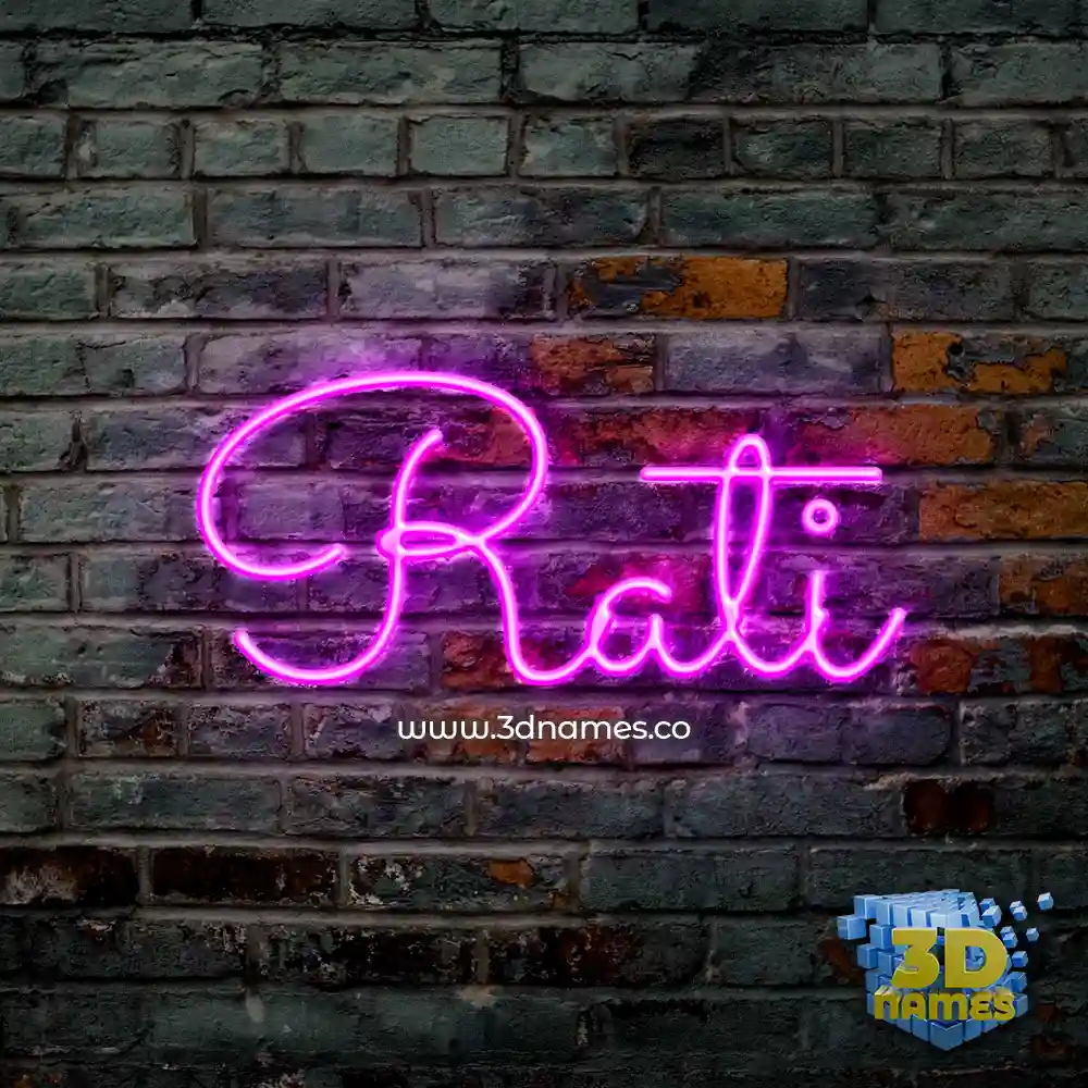 rati in Pink Neon style - 3D name wallpaper