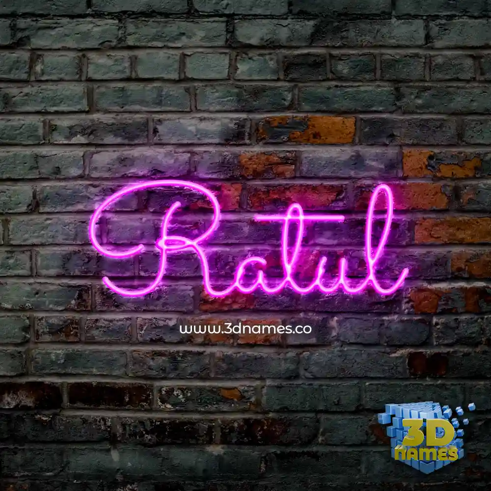 ratul in Pink Neon style - 3D name wallpaper