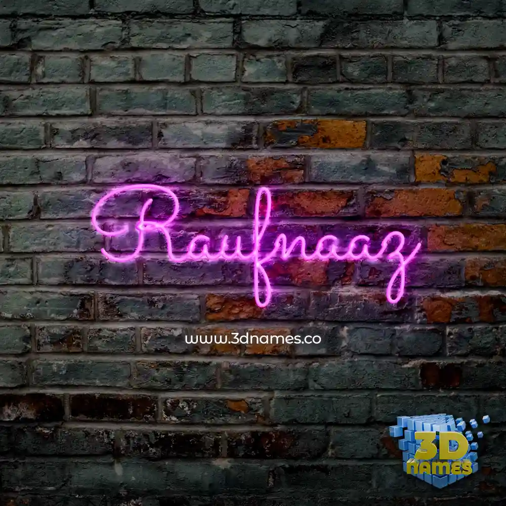 raufnaaz in Pink Neon style - 3D name wallpaper