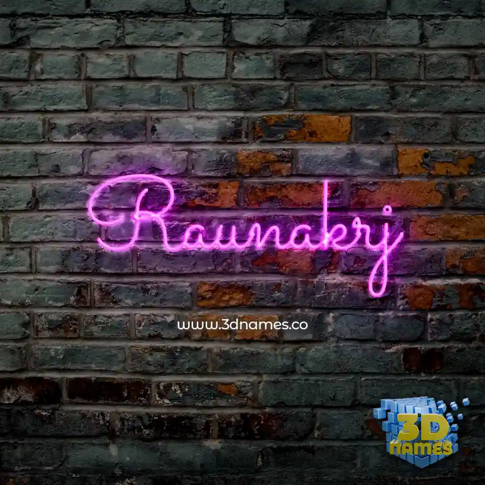 raunakrj in Pink Neon style - 3D name wallpaper