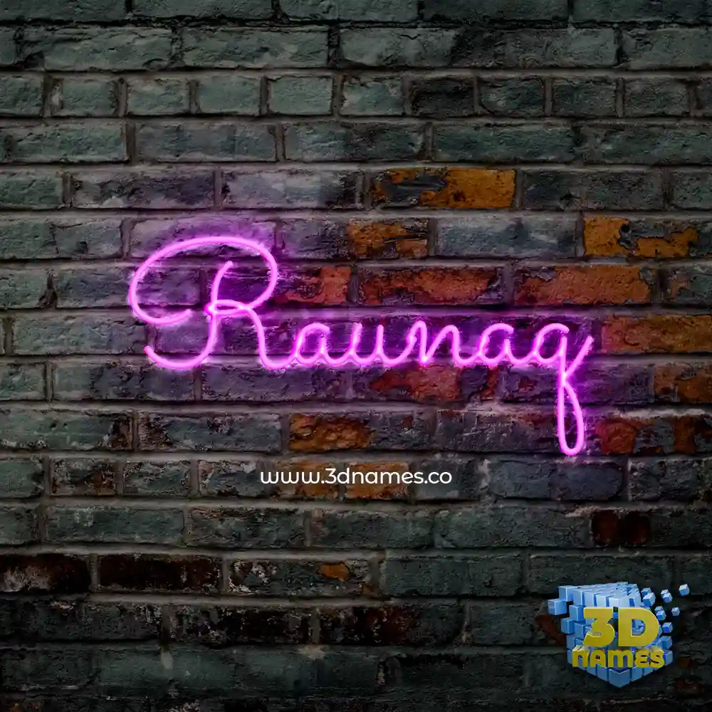 raunaq in Pink Neon style - 3D name wallpaper