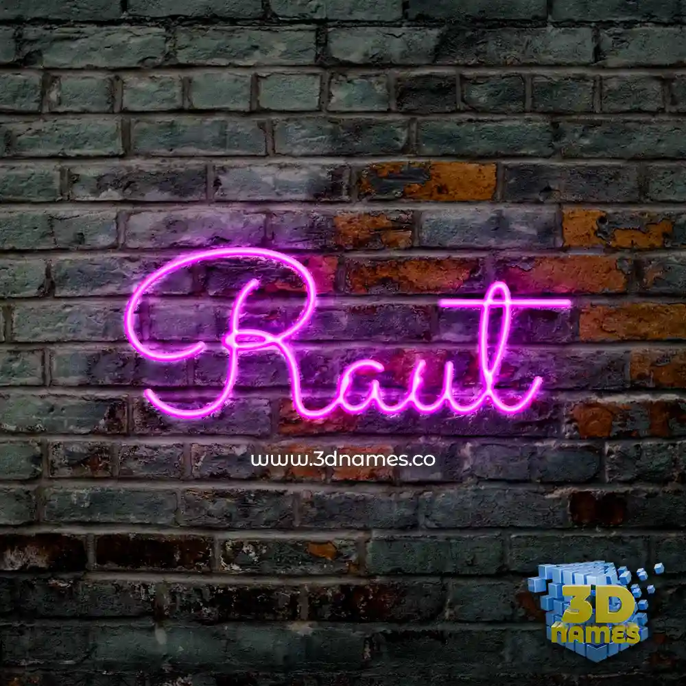 raut in Pink Neon style - 3D name wallpaper
