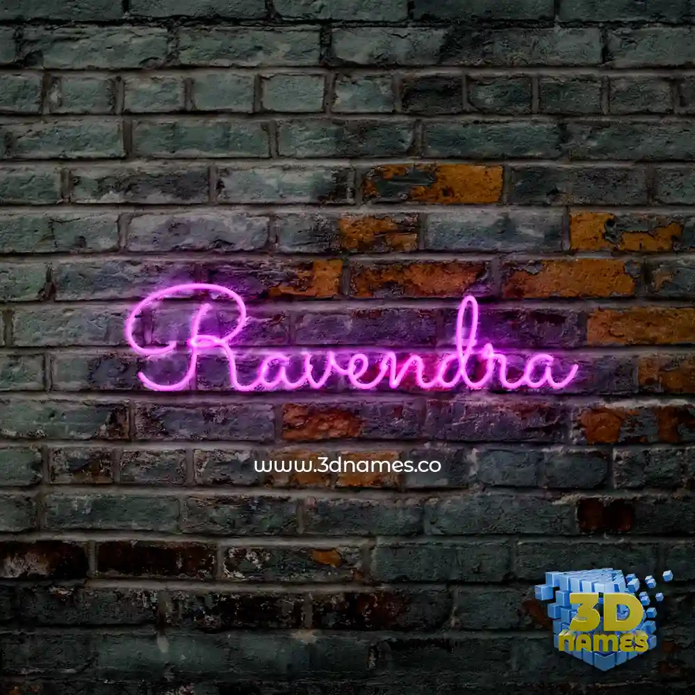 ravendra in Pink Neon style - 3D name wallpaper