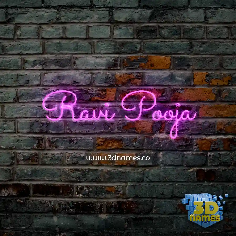 ravi pooja in Pink Neon style - 3D name wallpaper