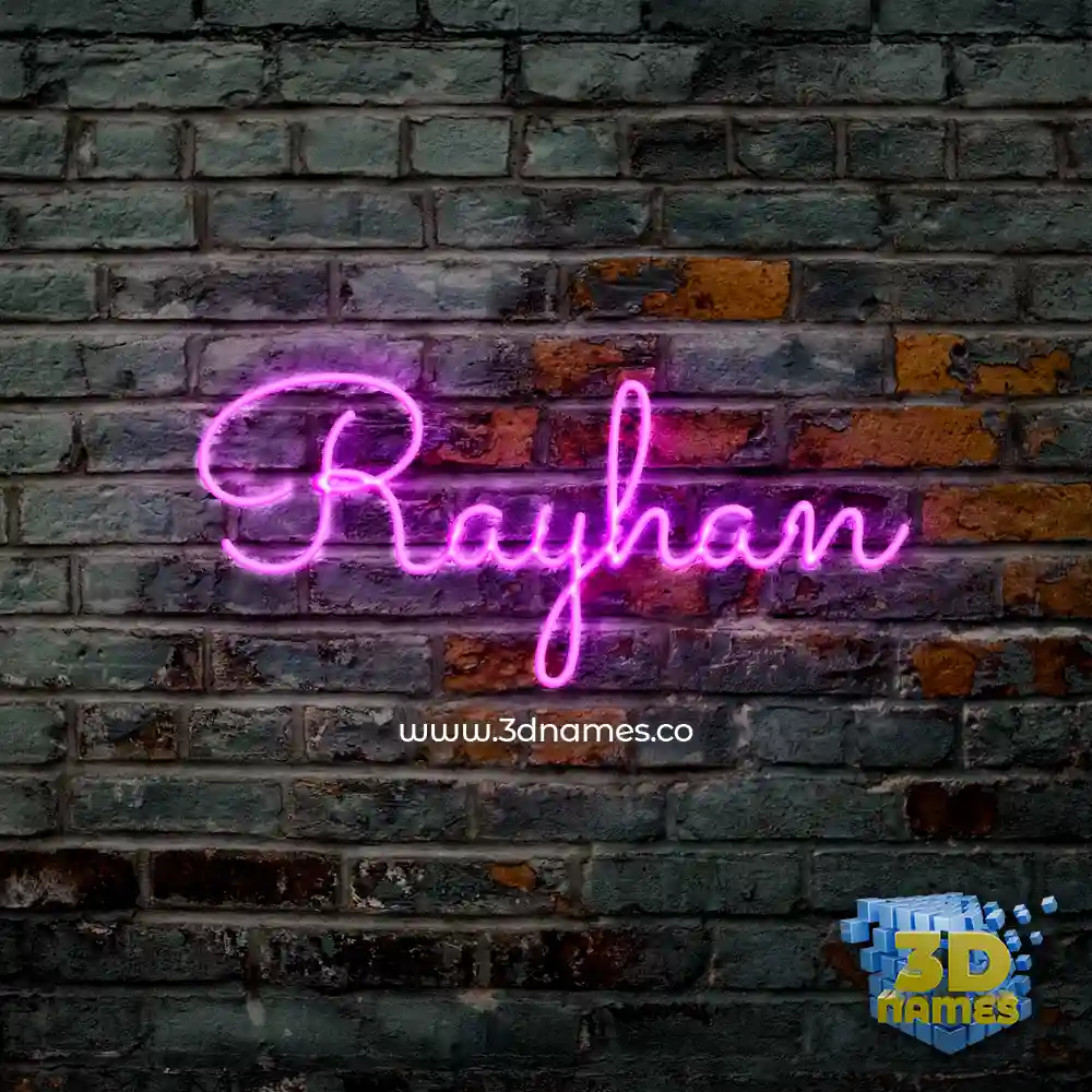 rayhan in Pink Neon style - 3D name wallpaper