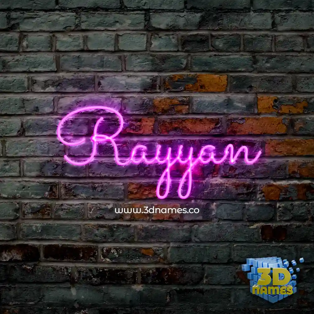 rayyan in Pink Neon style - 3D name wallpaper
