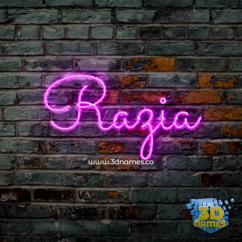 razia in Pink Neon style - 3D name wallpaper