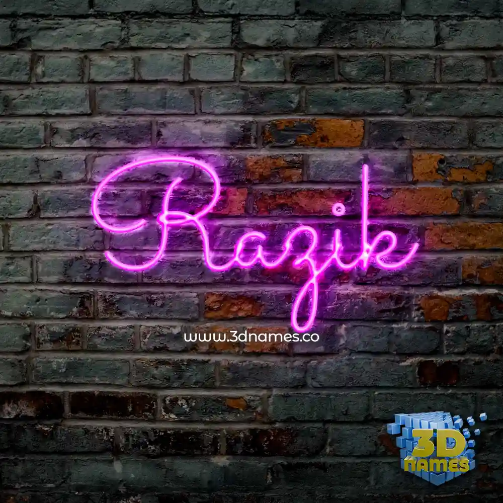 razik in Pink Neon style - 3D name wallpaper